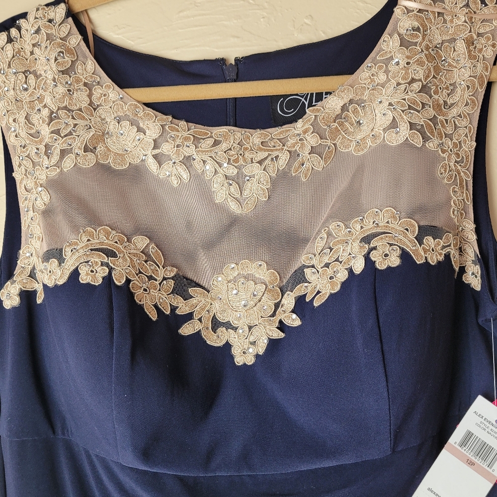 Alex Evening Petite Gown Navy Sz 12P NWT - Picture 6 of 11